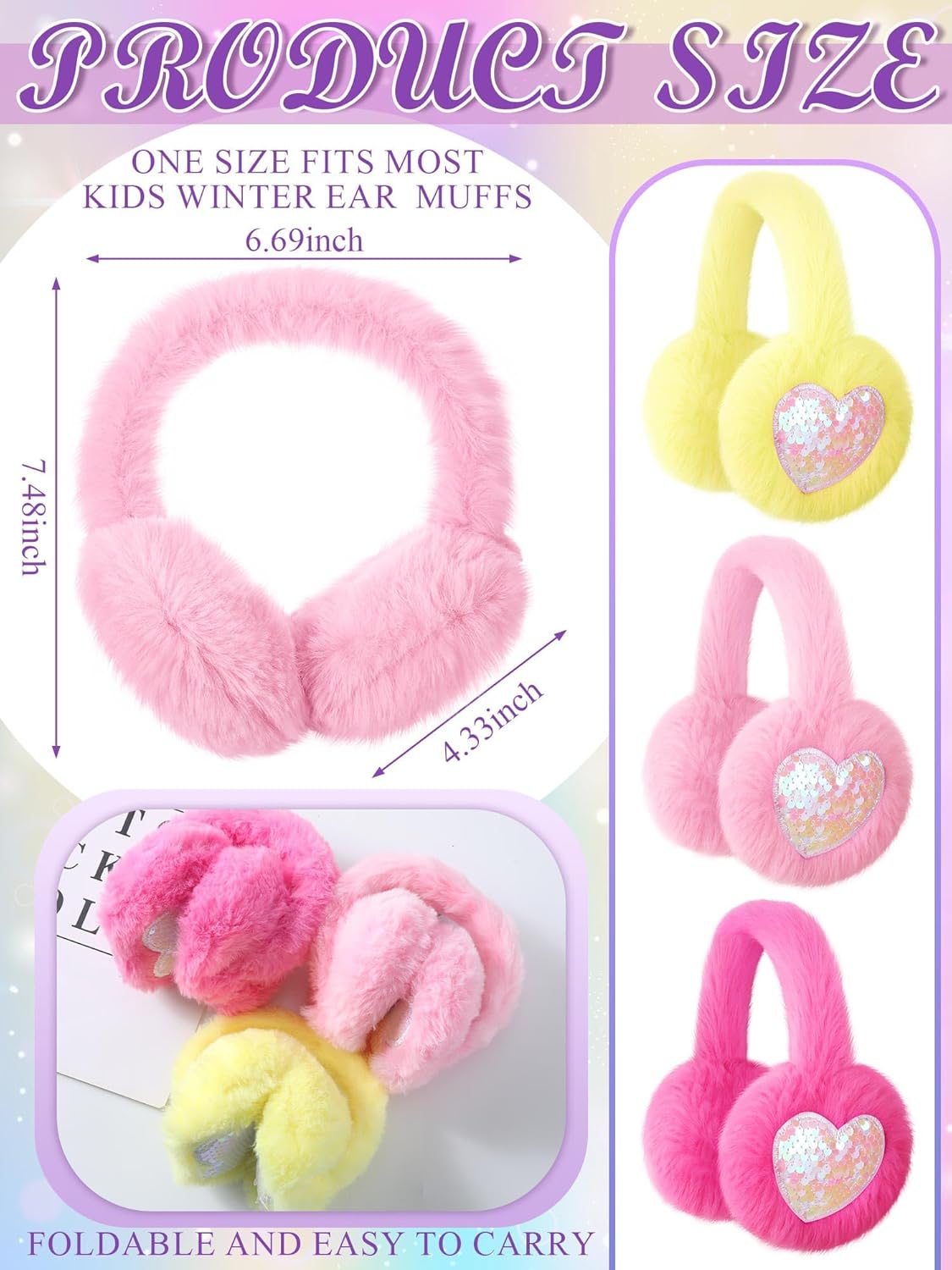 3 Pcs Winter Earmuffs for Kids Outdoor Warm Furry Knitted Ear Warmers Soft Plush Comfortable for Boys Girls - Image 3