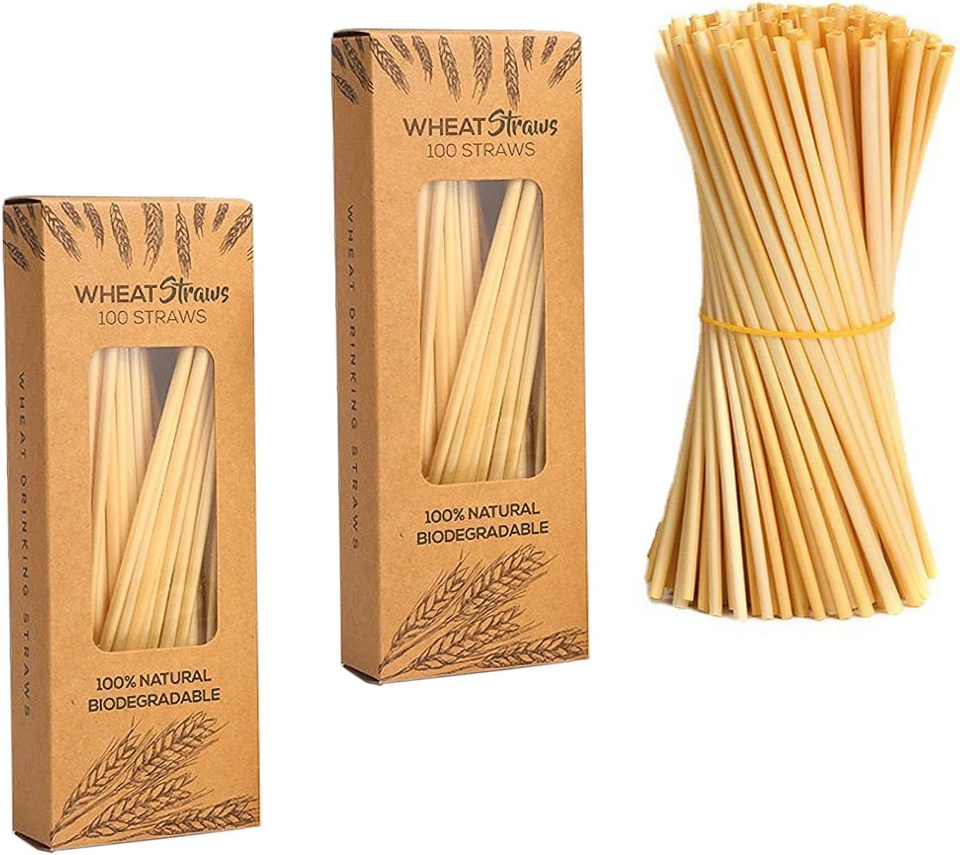 200 Count Biodegradable Wheat straw, Plastic-free cold drink straws, Disposable Eco-Friendly Drinking Straw for Home, Restaurant, Parties, Smoothie, Coffee – 7.87 Inch & 100% Compostable