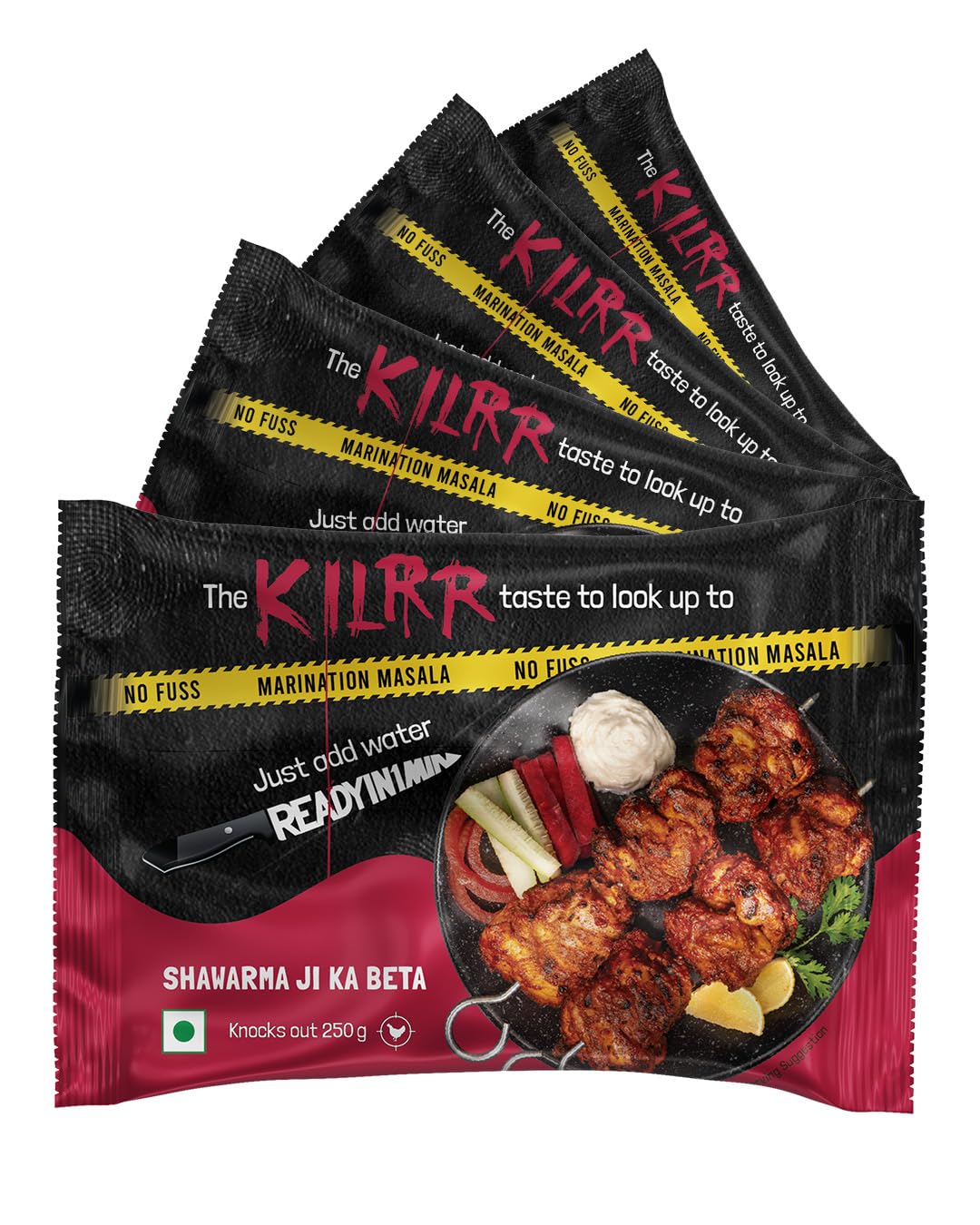 KILRR Chicken Marination Masala - Shawarma ji ka Beta | Pack of 4 (Marinates 250g Chicken per Pack) | 1- Min Killer Marinade Masala for Tikka, Shwarama Chicken | Just Add Water & Oil | No Preservatives or Additives-image-13