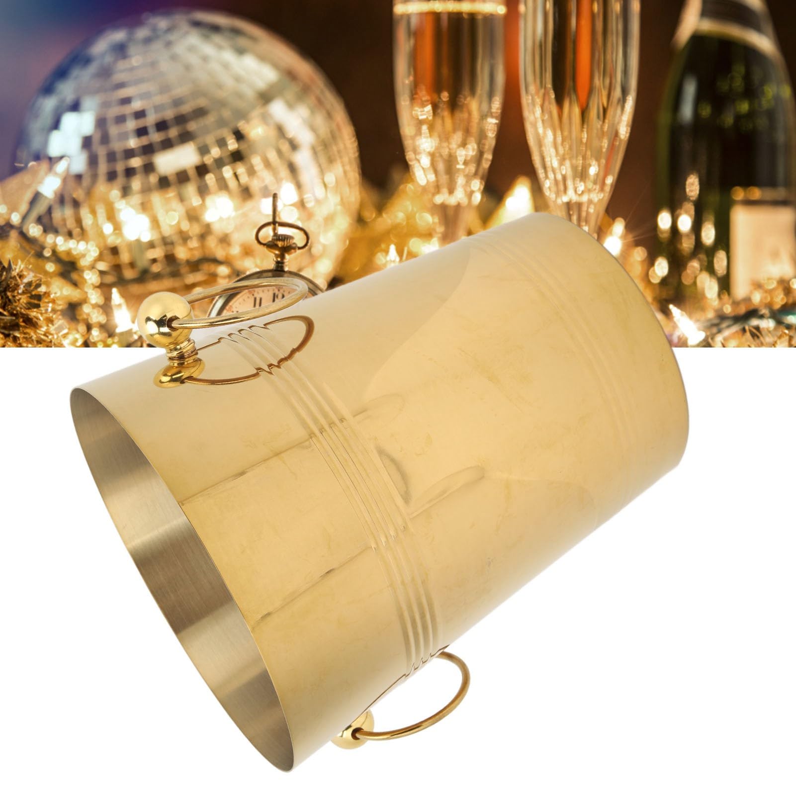 Cubo de Hielo de Acero Inoxidable de Gran Capacidad con Asas para Fiestas Al Aire Libre Cerveza Champán (L)