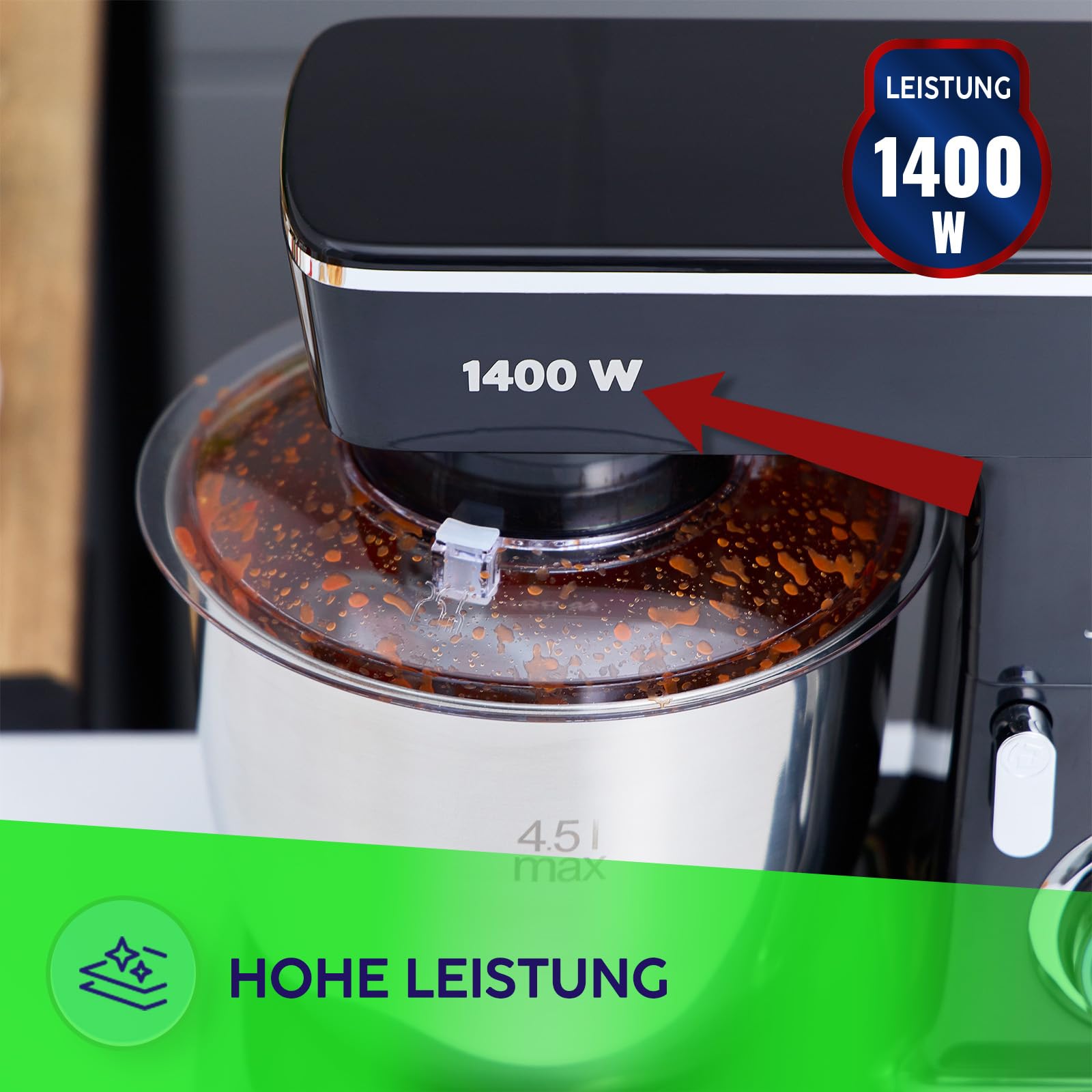 MPM Planetarna Maszyna Kuchenna MRK-25 – Wielofunkcyjny Mikser Kuchenny 4,5 l – Wszechstronne Urządzenie Kuchenne 1400W – Dwie Misy – Trzy Wymienne Trzepaczki