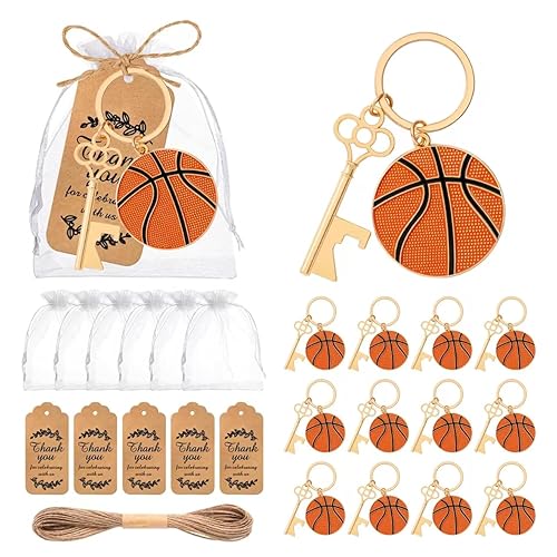 VZCBZC 24Pack Basketball Bottle Opener Keychains Sports Ball Bottle Opener