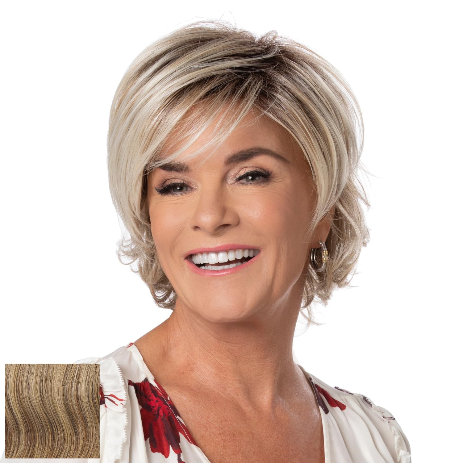 Toni Brattin Easy Breezy Wig - Overall Gently Waved Layering & a Side Swoop Bang - Heat-Friendly Synthetic Fiber Looks & Feels like Natural Hair - Adjustable &
