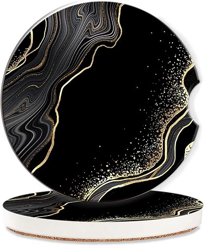 Miniatura 14 de Posavasos de automóvil con bandera estadounidense para mujer, paquete de 2, retro, absorbentes, para portavasos de automóvil, de cerámica, Bandera