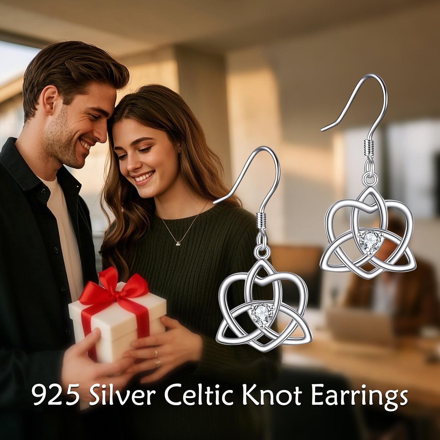 Sterling Silver Celtic Knot Earrings for Women, 925 Silver Dangle Drop Earrings, Irish Symbol Jewelry Gift for Her, Hypoallergenic - Image 6
