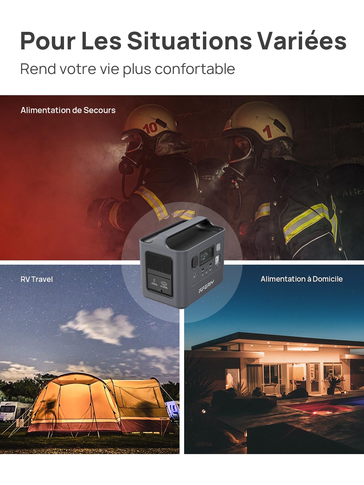 AFERIY Elektrischer Generator, tragbar, 800 W, 512 Wh LiFePO4 Backup-Batterie, Schnellladung in 1H, EU-Stecker 220 – 240 V, UPS, Solar-Generator für Camping/Haus/Büro, 7 Jahre Garantie