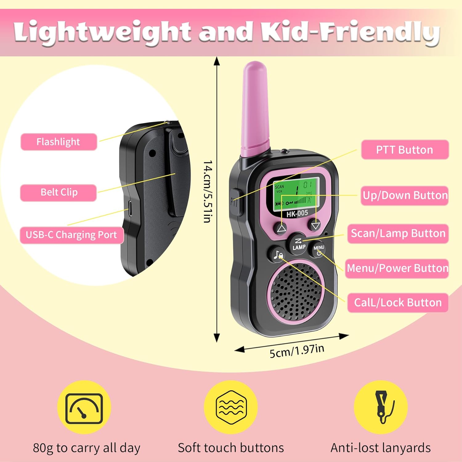 Walkie Talkies for Kids 3 Pack, Rechargeable Kid Walkie Talkies Long Range 3 Miles with 3-in-1 Charging Cable,2 Way Radio Toys Gifts for 3-12 Year Old Boys Girls Outdoor Camping Hiking