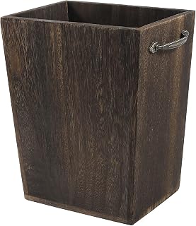 MOOACE Wood Trash Can Wastebasket, 2 Gallon Small Garbage Can Waste Basket Recycling Bin Container with Metal Handle for Bedroom, Living Room, Office, Kitchen, Bathroom