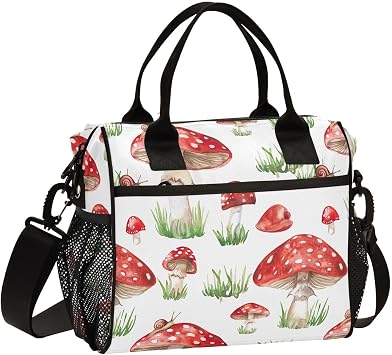 Mushrooms and Snails Lunch Bag Leakproof Lunch Tote Bag Cooler Bag for Work Picnic-S
