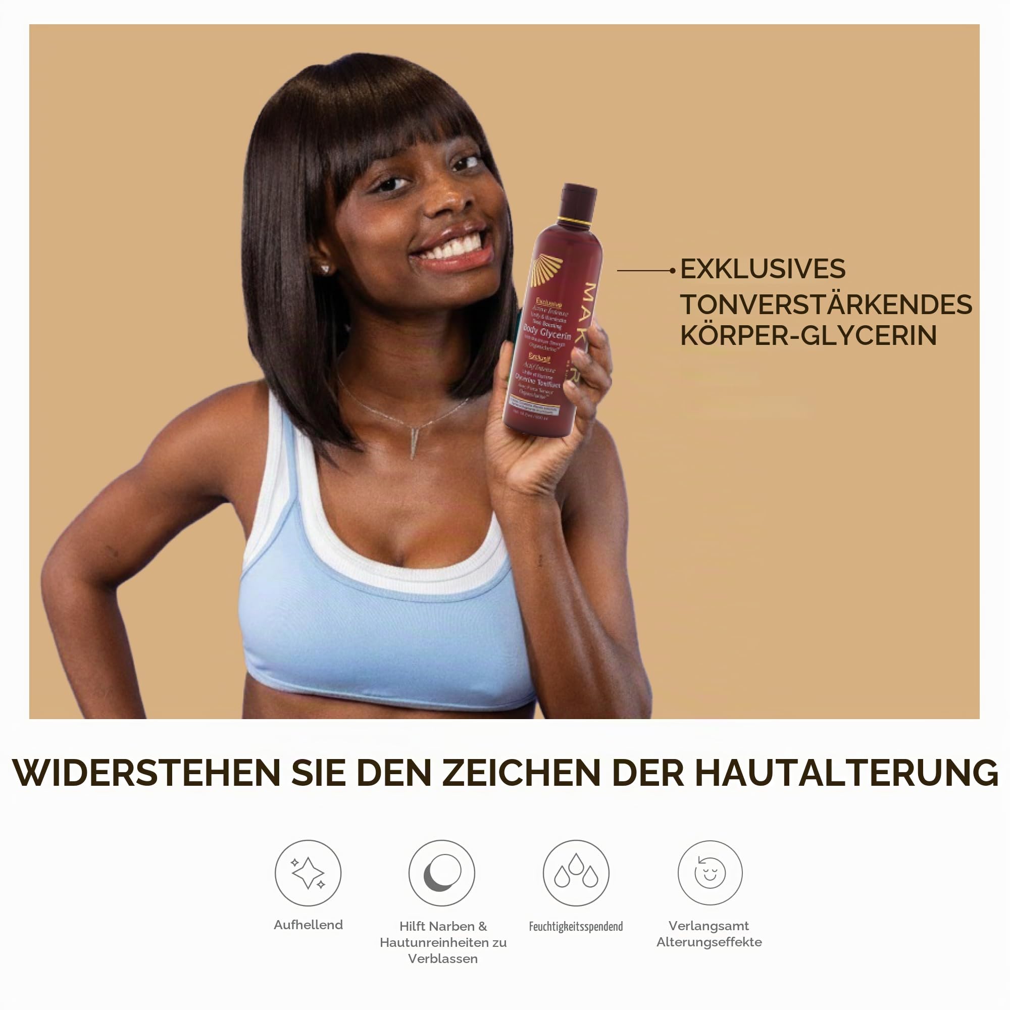 Makari Exklusiv Aktiv Intensiv Toning Glycerin 16.8oz - Haut Aufhellung & Aufhellung Feuchtigkeitscreme für Körper mit Organicarine™ - Whitening Behandlung für dunkle Markierungen & Altersflecken