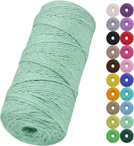 Miniatura 11 de Cuerda de yute natural de 0.079 pulgadas y 328 pies para manualidades, cuerda de yute de colores de 3 capas para envoltura de regalos, jardinería