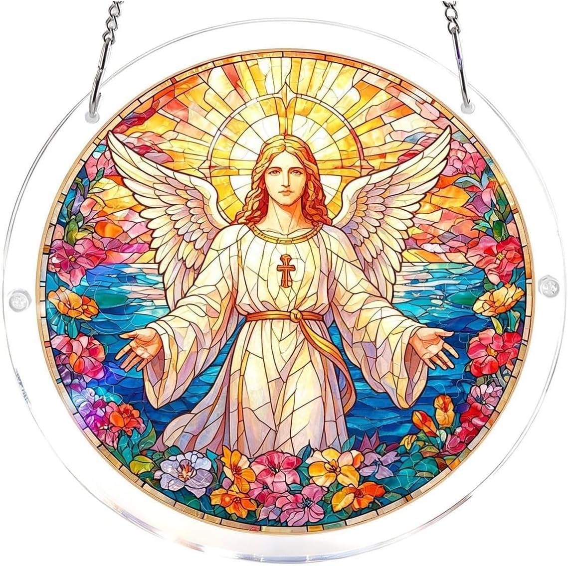 Jesus Acrylic Jigsaw Puzzles Suncatcher, 8.9 Inch Window Hanging Suncatcher Acrylic Puzzle, DIY Home Decor Art Gift