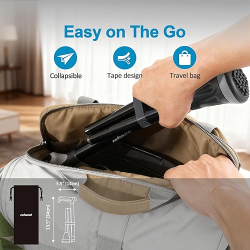 Miniatura 6 de Rehand Bastón para caminar, plegable, ajustable, para hombre y mujer, punta todoterreno resistente, con bolsa de viaje, bastones para caminar, para
