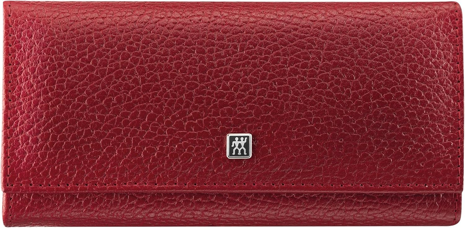 ZWILLING Set de manicura (5 piezas, cuidado de uñas y pedicura con estuche de piel auténtica con tijeras de uñas y tijeras para cutículas), acero inoxidable pulido, rojo
