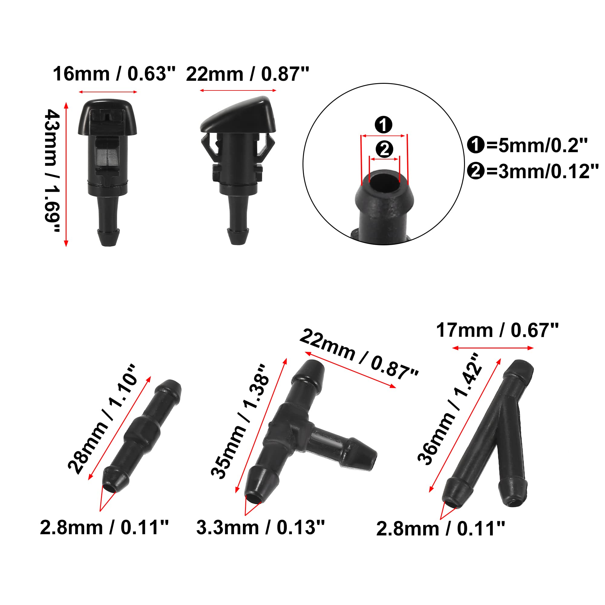 Kit Remplacement Lave-glace Avant 2pcs Gicleur Lave Glace Pare-brise Rondelle Buse Avec Tuyau Kit Buses Lave-glace Kit Remplacement Lave-glace Avant 2pcs Gicleur Lave Glace Pare-brise Rondelle Buse Avec Tuyau Kit Buses Lave-glace