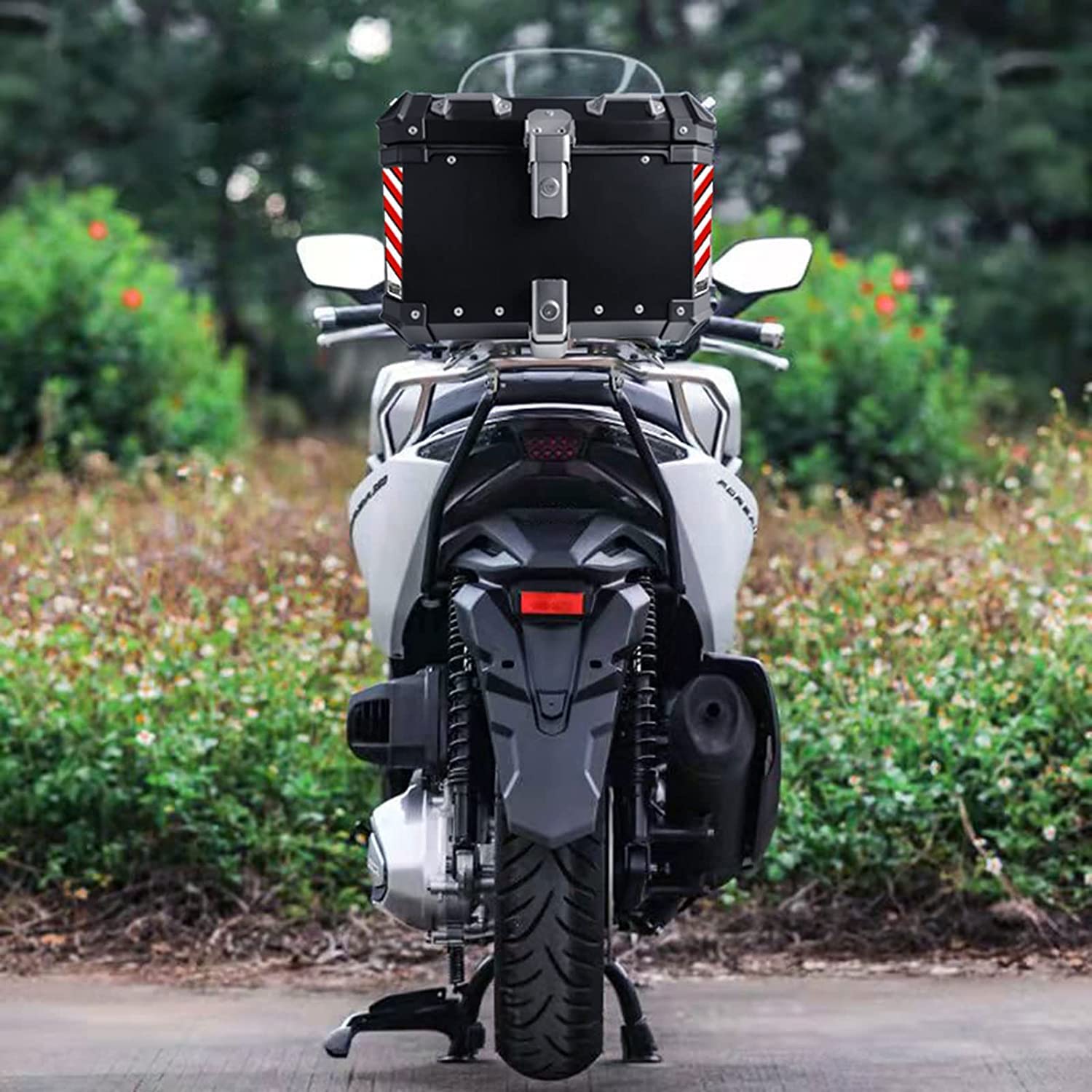 55L Skrzynka ogonowa motocykla Górna skrzynka ze stopu aluminium Zabezpieczenie bagażnika motocykla Zabezpieczenie przed kradzieżą Wodoodporny odblask do sklepu turystycznego Kask Duży bagaż górny f