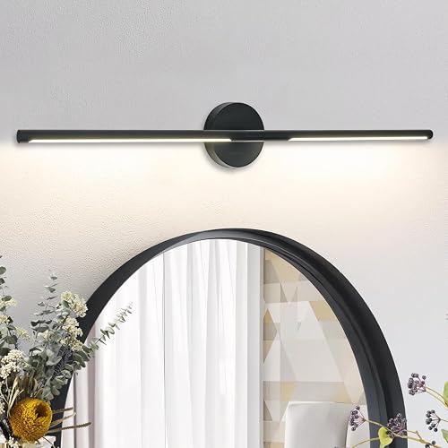 LINSEEDS Matte Black Bathroom Light Fixtures Over Mirror 43 Inch, 33W 360° Rotat