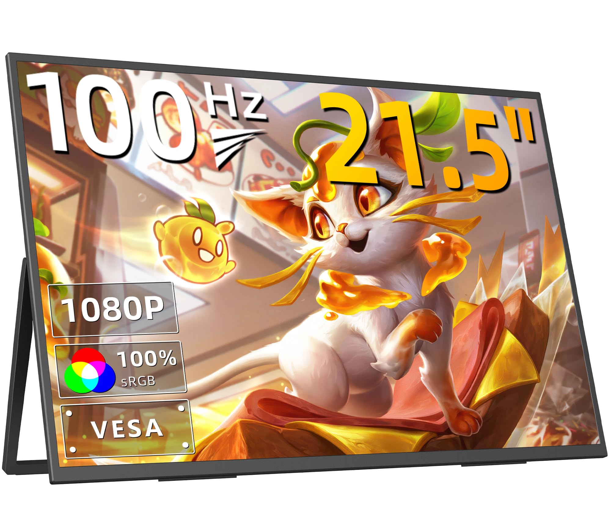 KEEPTIME モバイルモニター 21.5インチ 1080P 100HZ 持ち運びモニター VESA対応 ポータブルモニター 大画面 広色域 大型 サブモニター 自立型スタンド IPS液晶パネル USB Type-C/HDMI端末/ PS4PS5/XBOX/Switch/PC/Macなど対応 リモートワーク