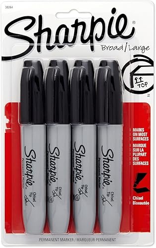 SharpieJuego de rotuladores permanentes, amplio, punta biselada, 8-pack, varios colores (38250pp), Negro
