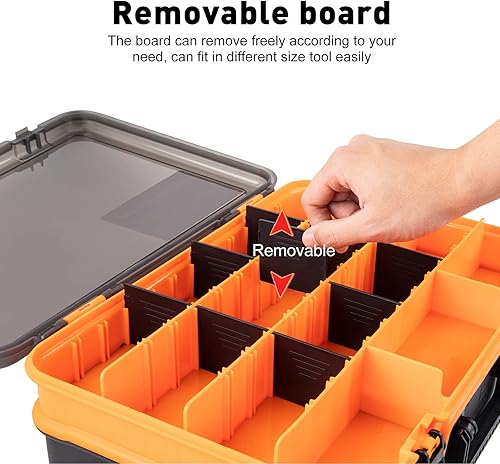 Miniatura 3 de KINGDOM Cajas de aparejos de pesca de gran capacidad de doble capa multifuncional carrete portátil línea señuelo herramienta almacenamiento carpa