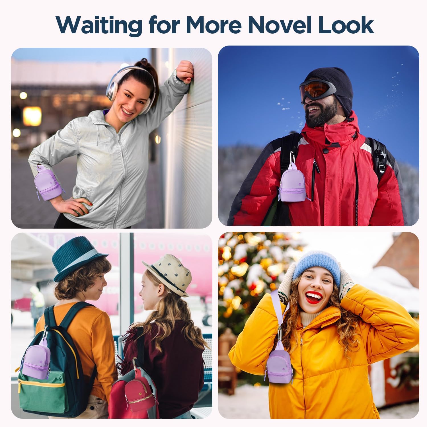 Babysun Mini Backpack Keychain Wristlet Pouch Small Change Coin Purse Cute Zipper Wallet With 3 RFID Card Slots For Women/Men Airpods Cosmetics - Image 6