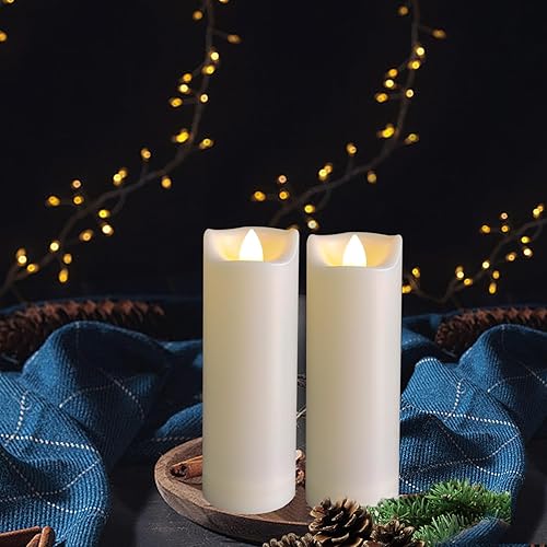 Miniatura 2 de Velas LED de 2 x 6 pulgadas, de plástico, sin llama, parpadeantes, con temporizador, impermeables, para exteriores, bodas, fiestas, Halloween,
