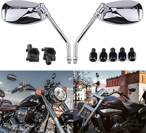 Espejos retrovisores para motocicletas de 0.315 in y 0.394 in, espejo lateral universal para manillar con abrazadera de montaje de 78 pulgadas para