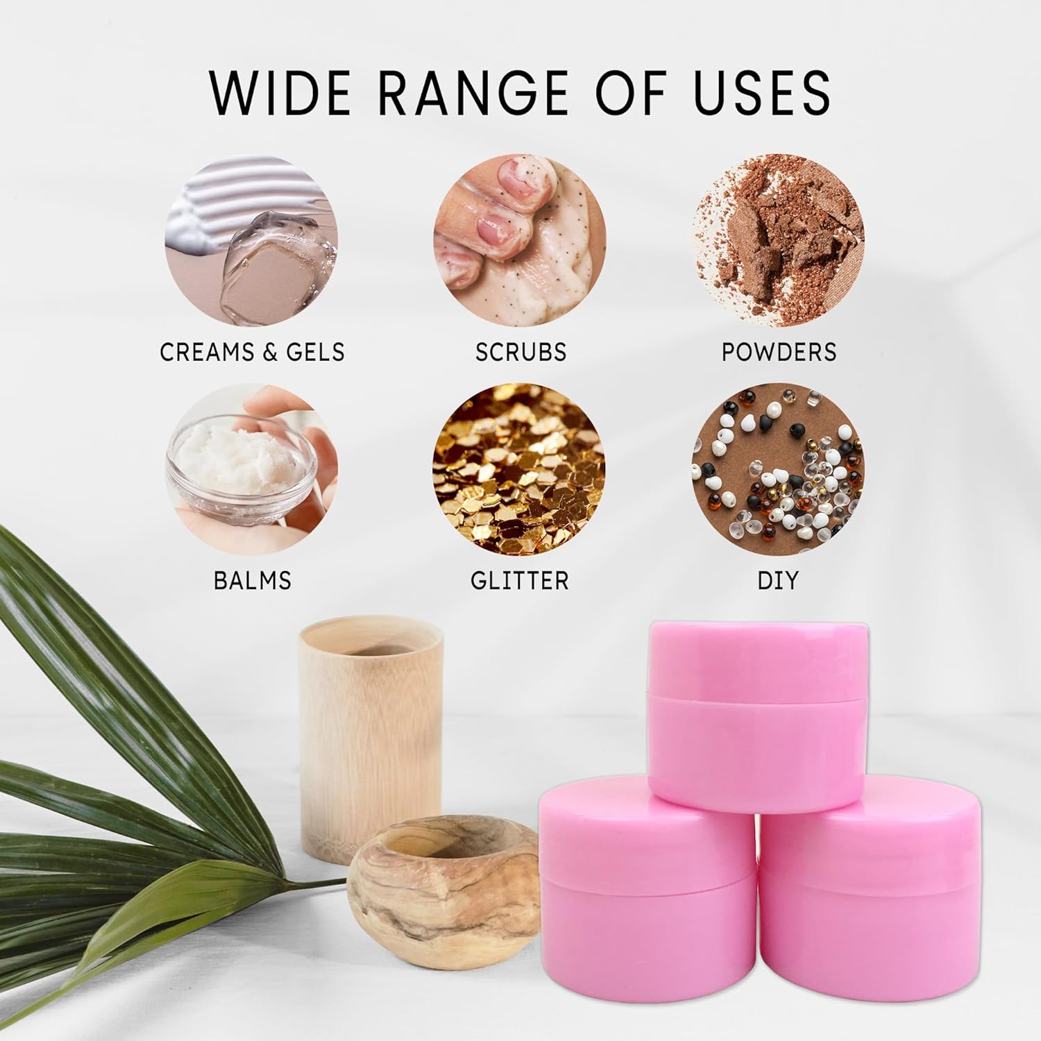 Beauticom 60 Pieces 7G/7ML (0.25oz) PINK Sturdy Thick Double Wall Plastic Container Jar with Foam Lined Lid for Make Up Powders, Pigments, Lotions, Creams, Lip Balm, Lip Gloss, Samples – BPA Free