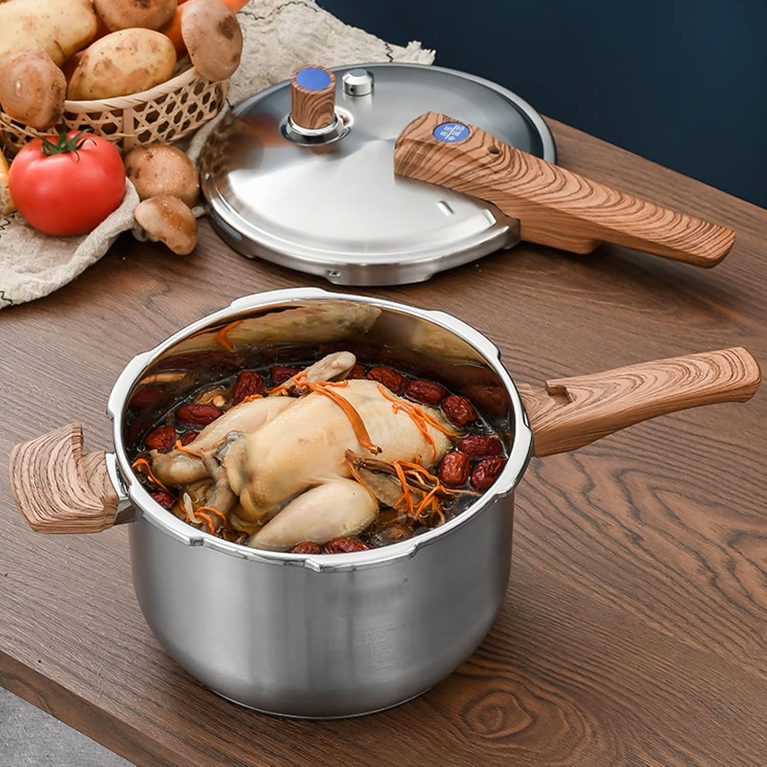 Pressure Cooker Explosion-Proof Pressure Cooker Seal Ring with Bakelite Handle Is Easy To Disassemble High Temperature Resistant Seal Ring A Good Helper in The Kitchen