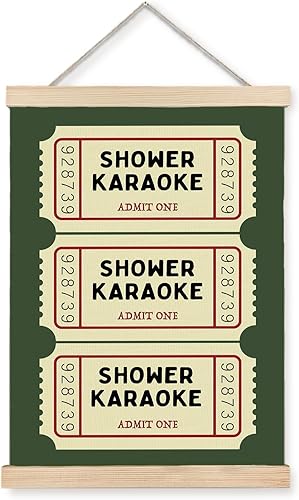 Nipil Decoración de póster de karaoke, estilo retro, retro, moderno, verde, para decoración de pared de baño, Navidad, decoración de pared para el