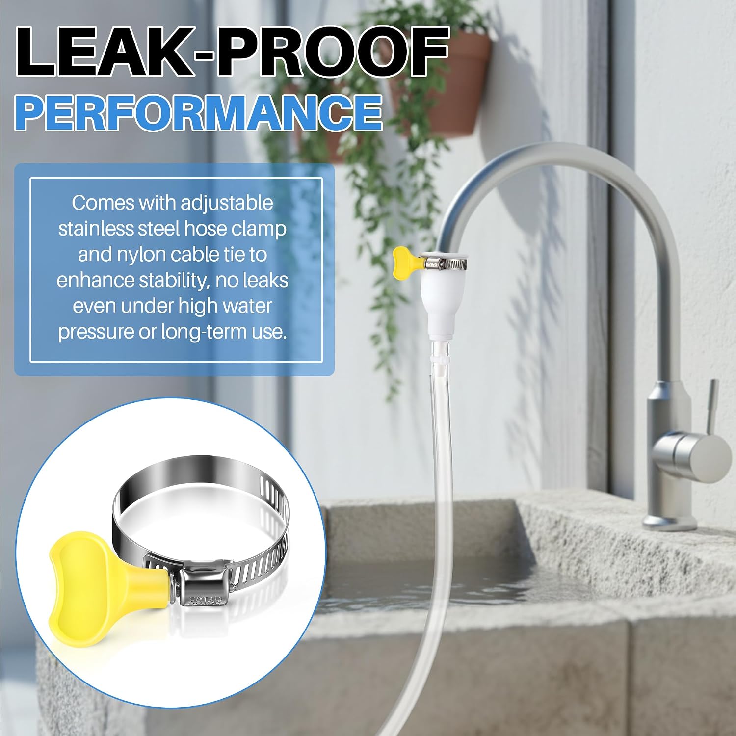 Frienda Faucet Hose Adapter for Sink & Large Humidifiers, 4.1FT PVC Tube with Adjustable Faucet Connector, Hose Clamp & Zip Tie, Portable Water Transfer Accessories for Sink, Bucket, Outdoor Cleaning