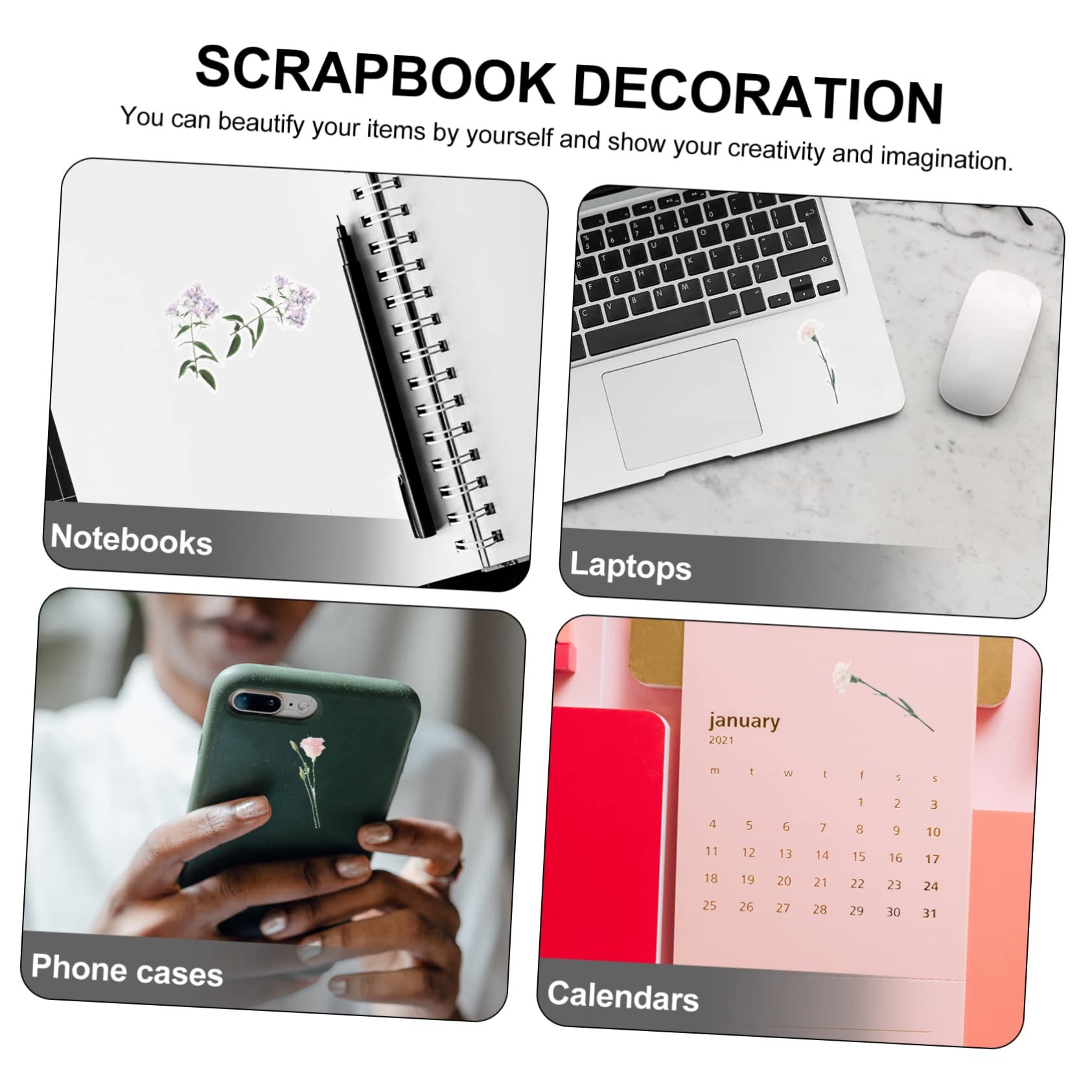 STOBOK 720stücke Blumen Dekoration Aufkleber Für Scrapbooking Selbstklebende Diy Sticker Handgemachte Designs Für Notizbücher Kalender Und Material Bunte Formen Und Muster