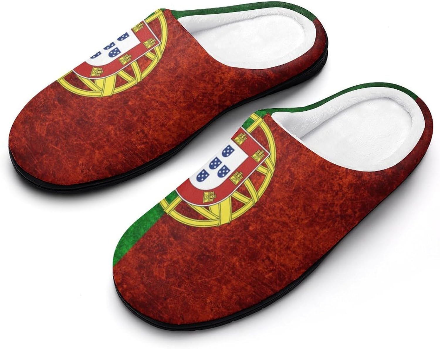 Vintage Portuguese Flag Women's House Slippers Memory Foam Warm Shoes Spa Rubber Sole Indoor Outdoor