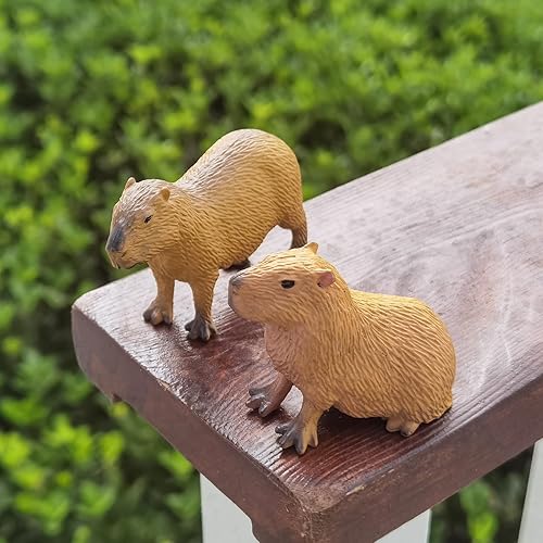 Miniatura 5 de Capybara - Adorno de estatua de animal, decoración de cumpleaños para fiesta de Capybara, modelo pintado a mano de juguete Capybara, modelo de