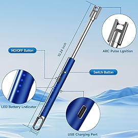 Flame bird 2 Pack Electric Candle Lighter Flameless Arc Windproof Flexible Long Neck USB Rechargeable Lighter for BBQ Grill Fireworks Camping.(Blue)