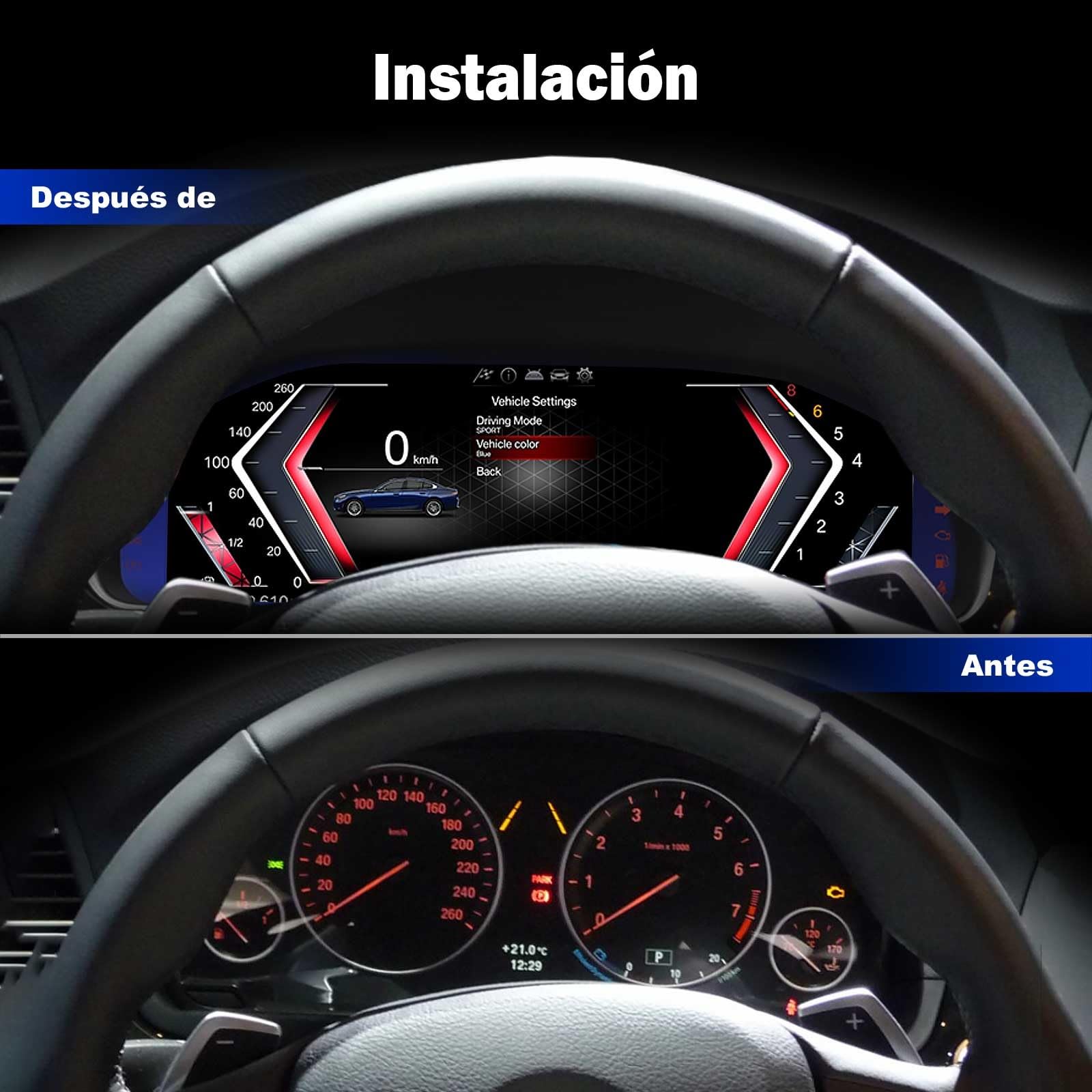 12.3" Cuadro de Instrumentos Digital LCD para BMW Serie 5 F07 F10/F11/F18, Serie 6 F01/F02/F03, Serie 7 F06/F12/F13, X3/X4/X5/X6 F25 F26 F15 F16, Panel de Instrumentos Digital 4-Core, Conectar y Usar