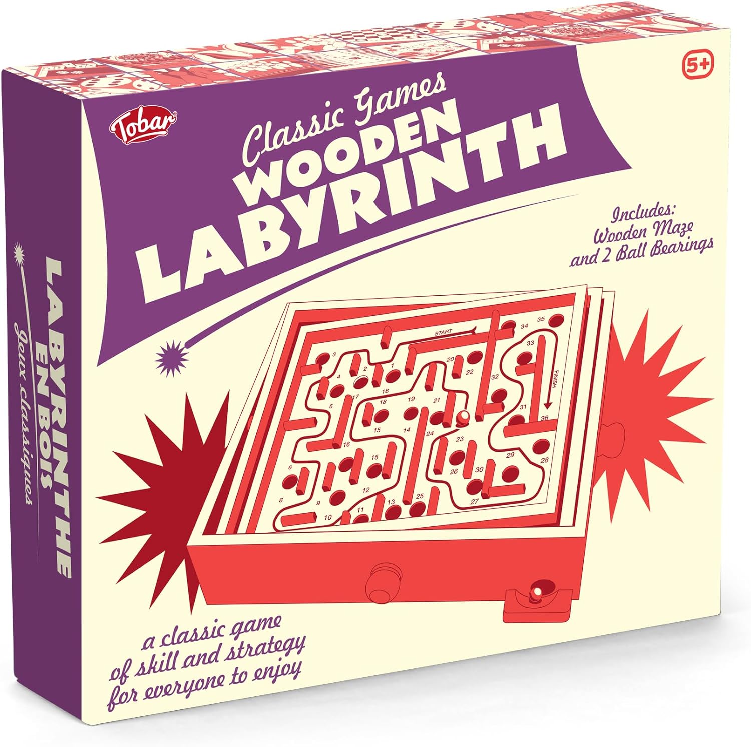 Tobar Wooden Labyrinth Marble Maze Toy, Brown