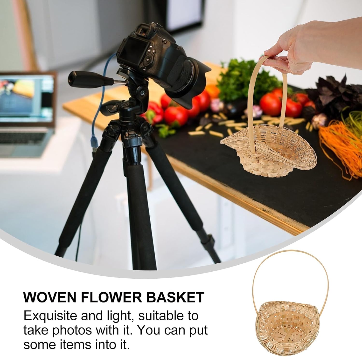 Toyvian 2pcs Handheld Woven Storage Baskets Small Size Food Snack Fruit Organizer for Kitchen and Home image 3