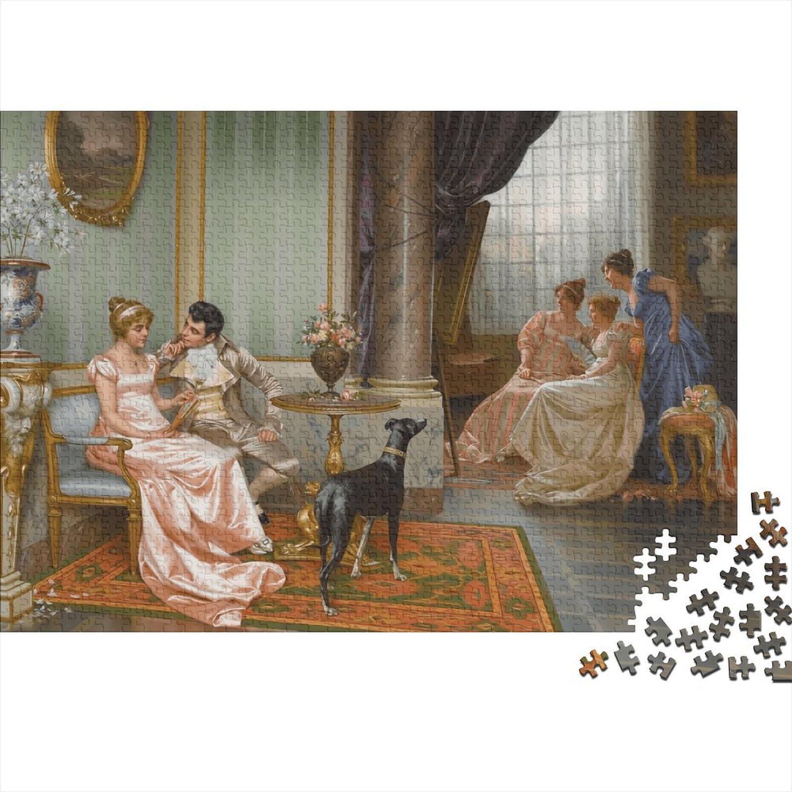 Classical Interior Adult Jigsaws 1000 Pieces Recycled Paper Oil Painting Puzzle for Adults Parent Child Game Props Holiday Blessings Gift for Women 52x38cm/1000pcs
