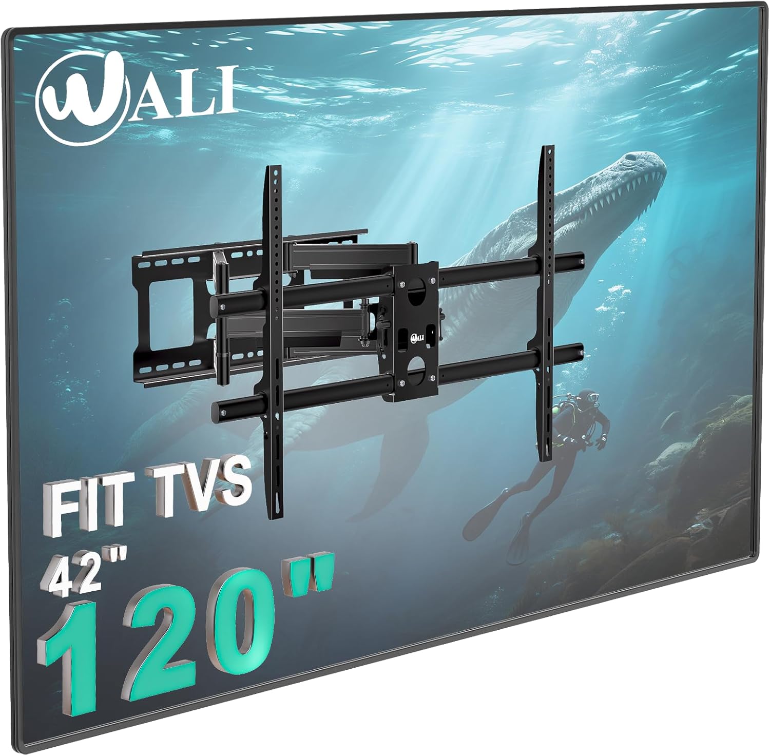 WALI TV Wall Mount Bracket for 37-90 Inch Flat Curved TVs up to 165 lbs, Low Profile Wall Mount Holds Your TV 1.1 Inch from The Wall, Mounting Holes up to 600x400mm (TTM-2), Black