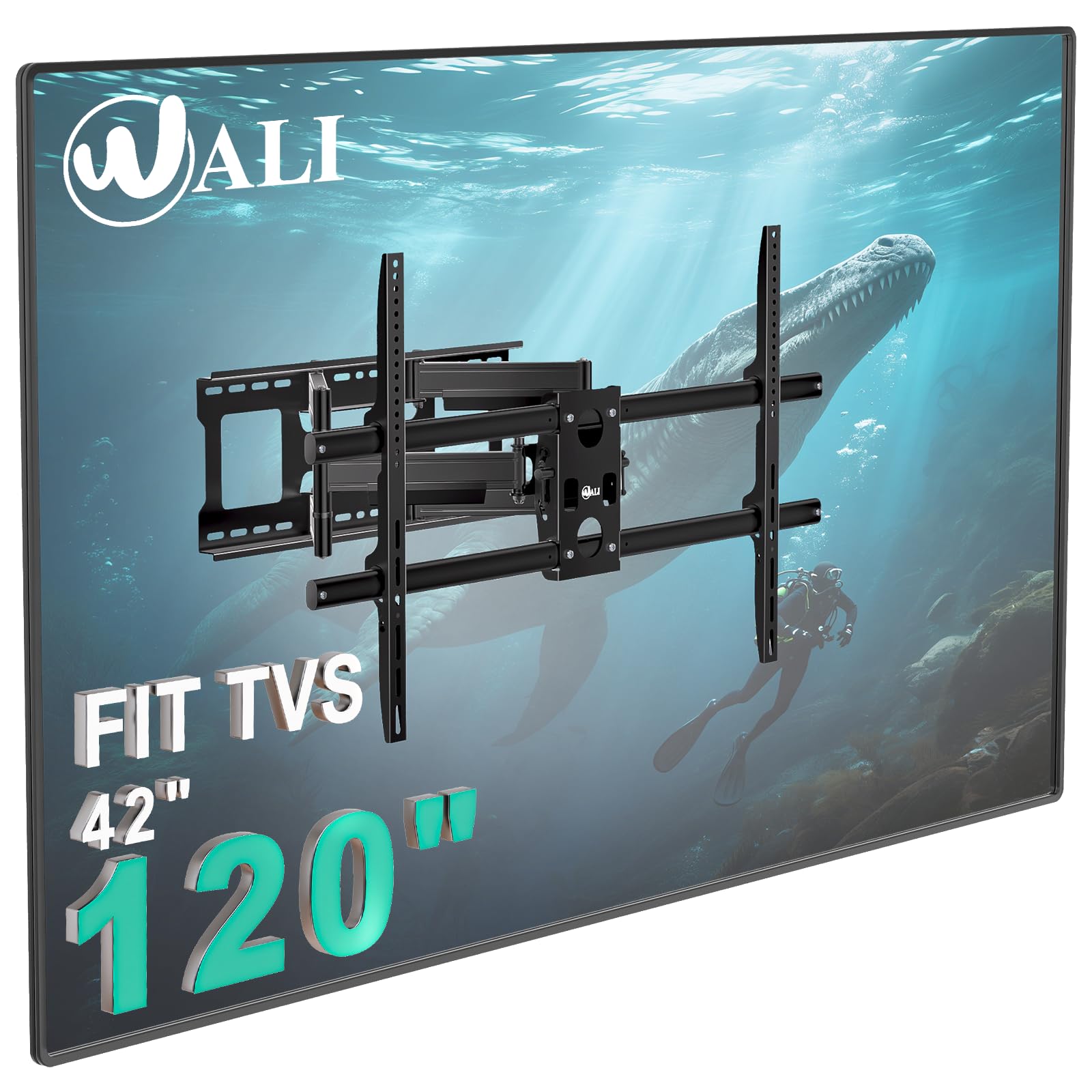 WALI Heavy Duty Full Motion TV Wall Mount Bracket for Extra Large TVs,Holds up to 220Ibs, Swivel Tilt Rotatable,Max Mounting Holes 1000x600, Fits 65 75 85 100 120 inch LED/LCD/OLED 4K/8K on Wood Stud