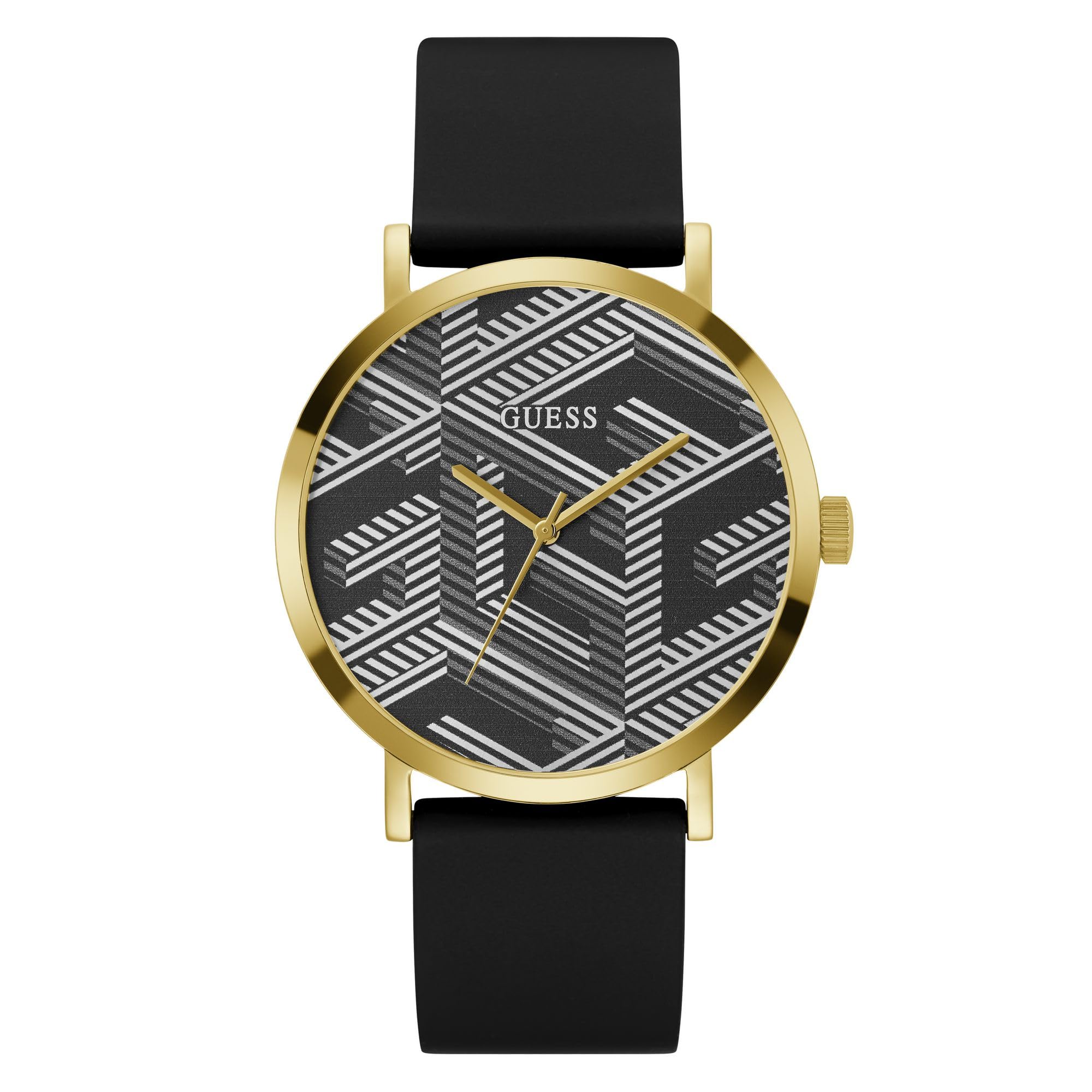Guess Men's 44.0mm Watch - Black Strap Grey Dial Gold Tone Case