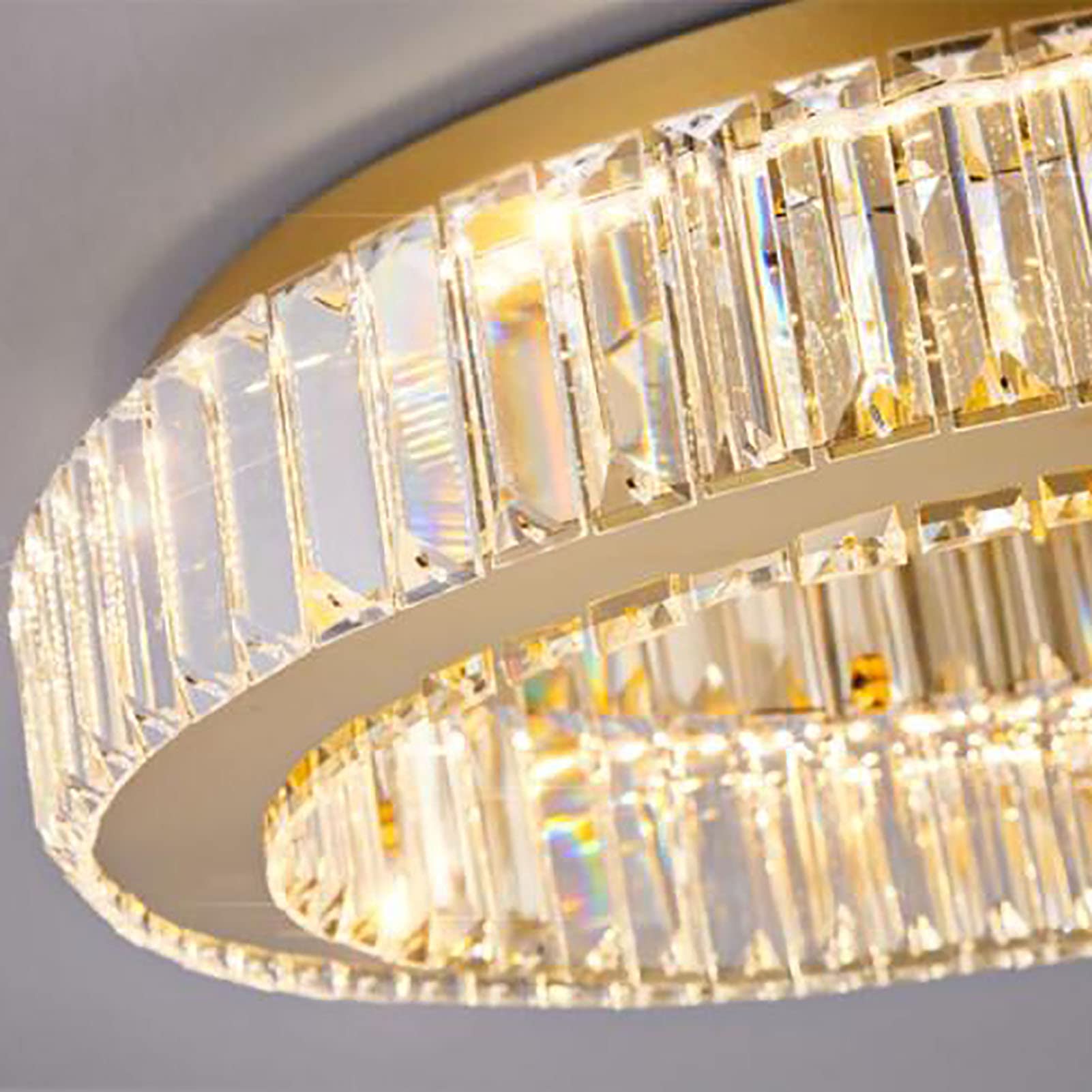Cristal Plafón Cepillado Oro Redondo Aproximadamente Luces De Techo Para Cocina Dormitorio Fogón Entrada Comedor,Regulable Montaje Empotrado Led Lámpara De Techo-El oro no tiene diodo aurora 40*11cm
