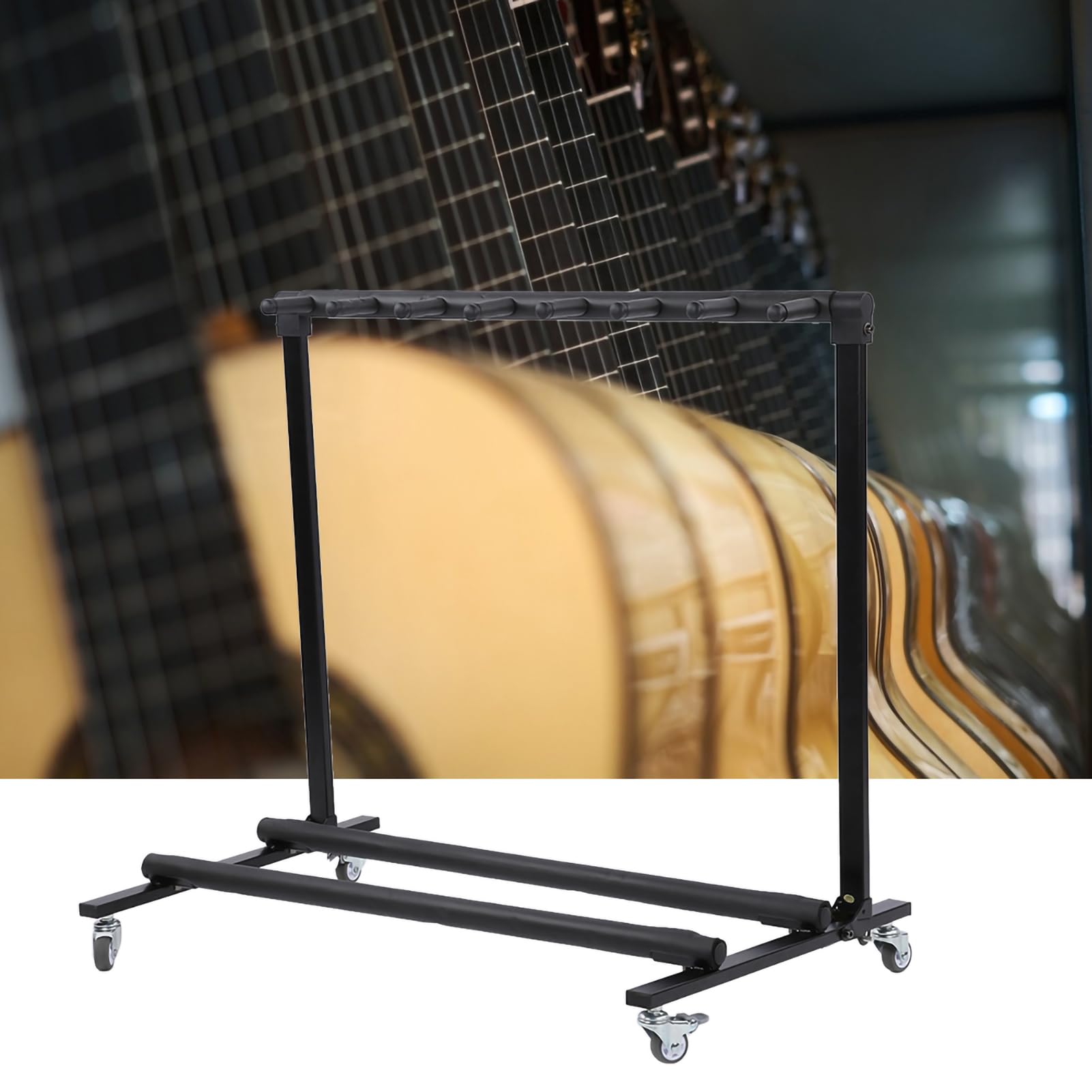 Supporto per chitarra, multiplo per chitarra elettrica pieghevole universale per basso + ruote (FL-17L 7 testine)