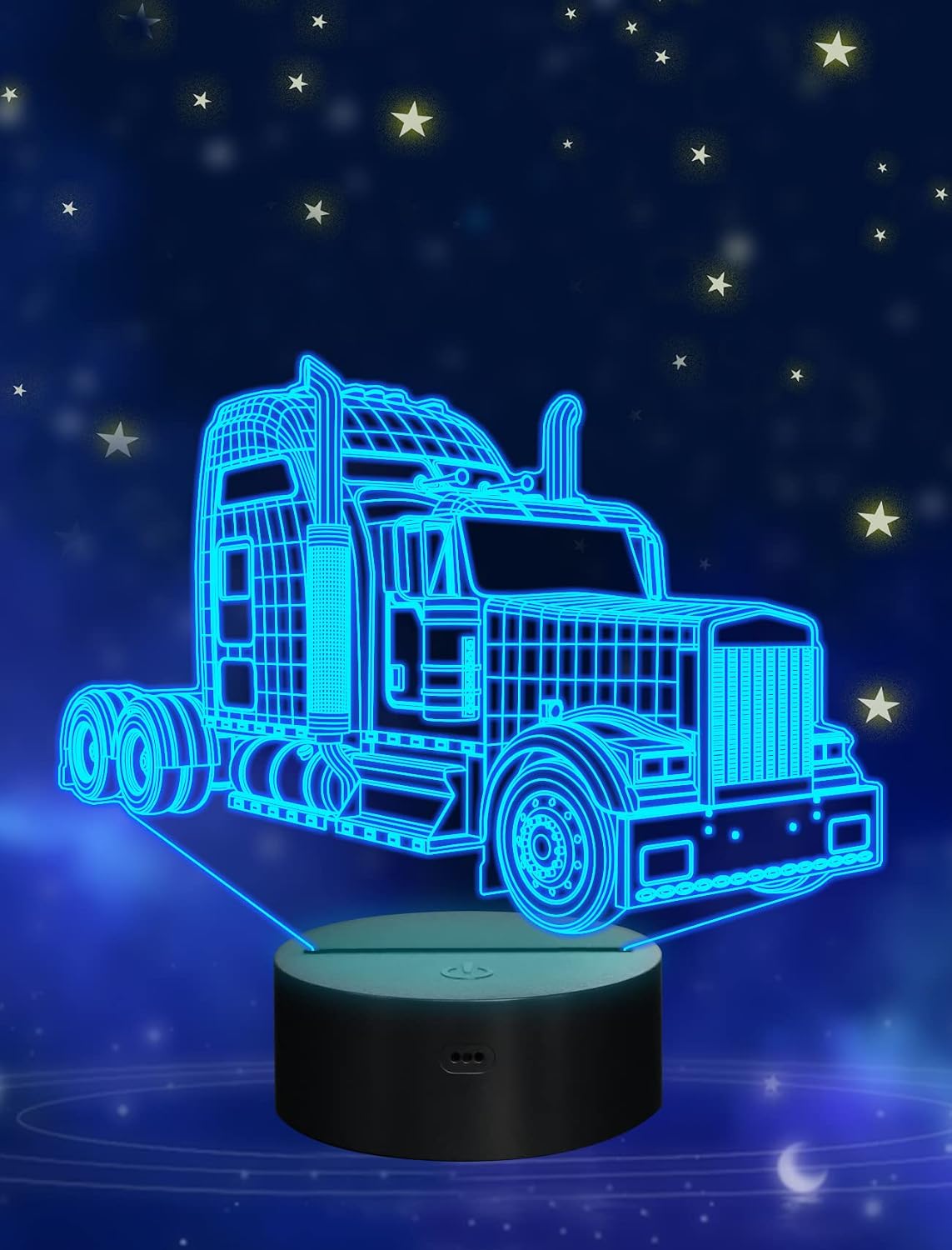 FULLOSUN Truck 3D Bedside Lamp, Lorry Illusion Hologram Night Light 16 Colors Changing with Remote Control Kids Bedroom Décor Cool Novelty Birthday Gift Present for Boy Men Baby
