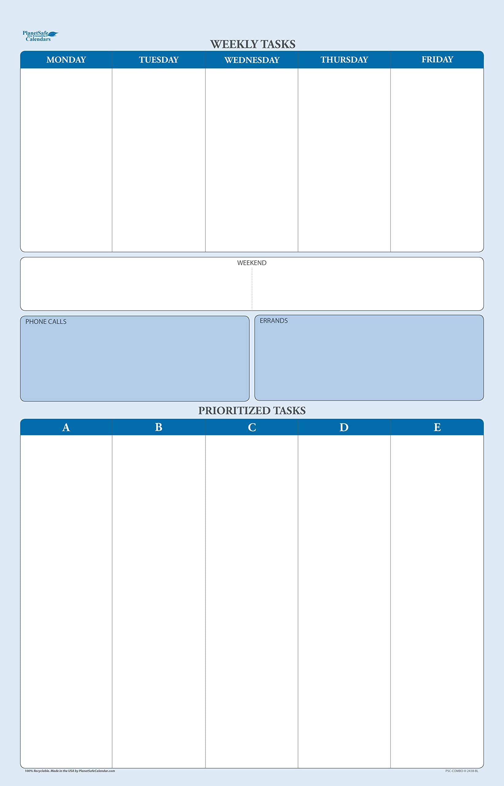 Sky Blue Erasable Wall Organizer - 24 in x 38 in.