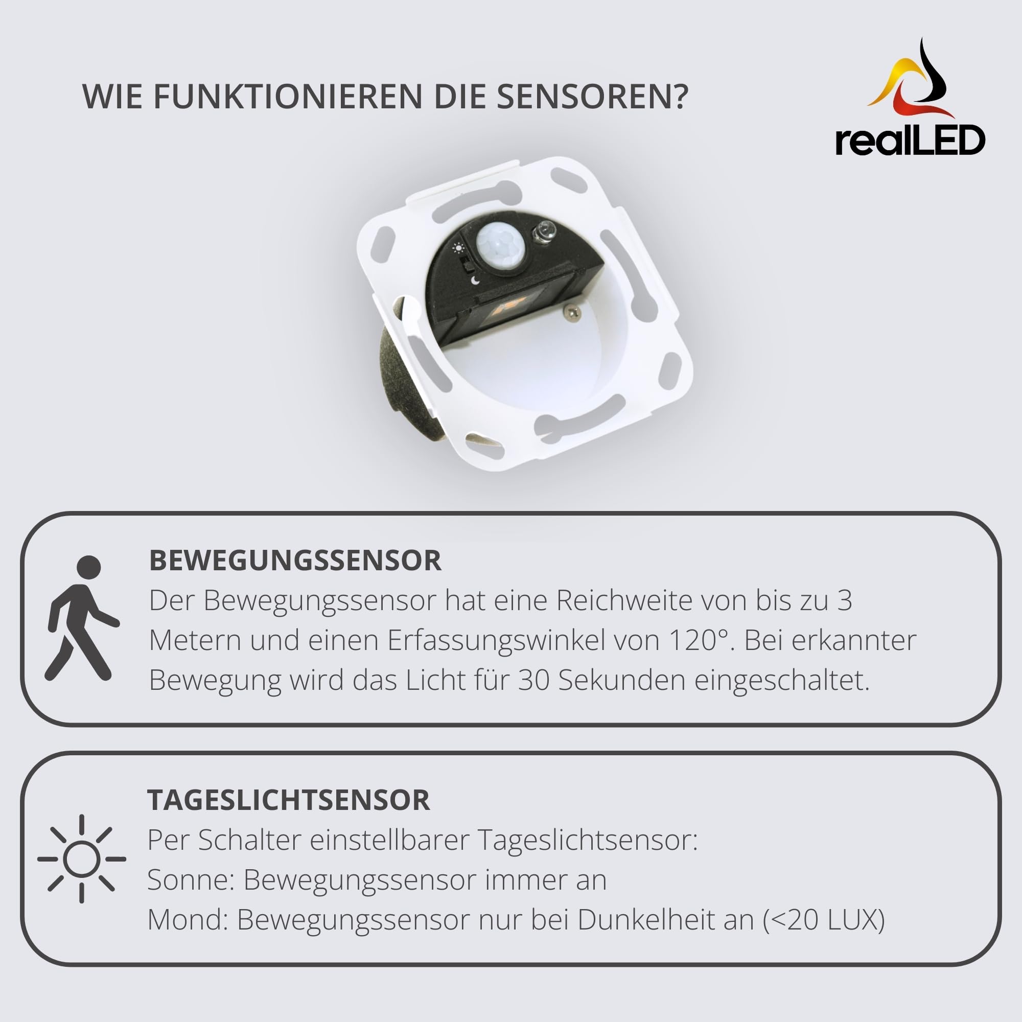 Treppenleuchte EASY 1,5 W 3000K warmweiß | weiß | Mit Sensor
