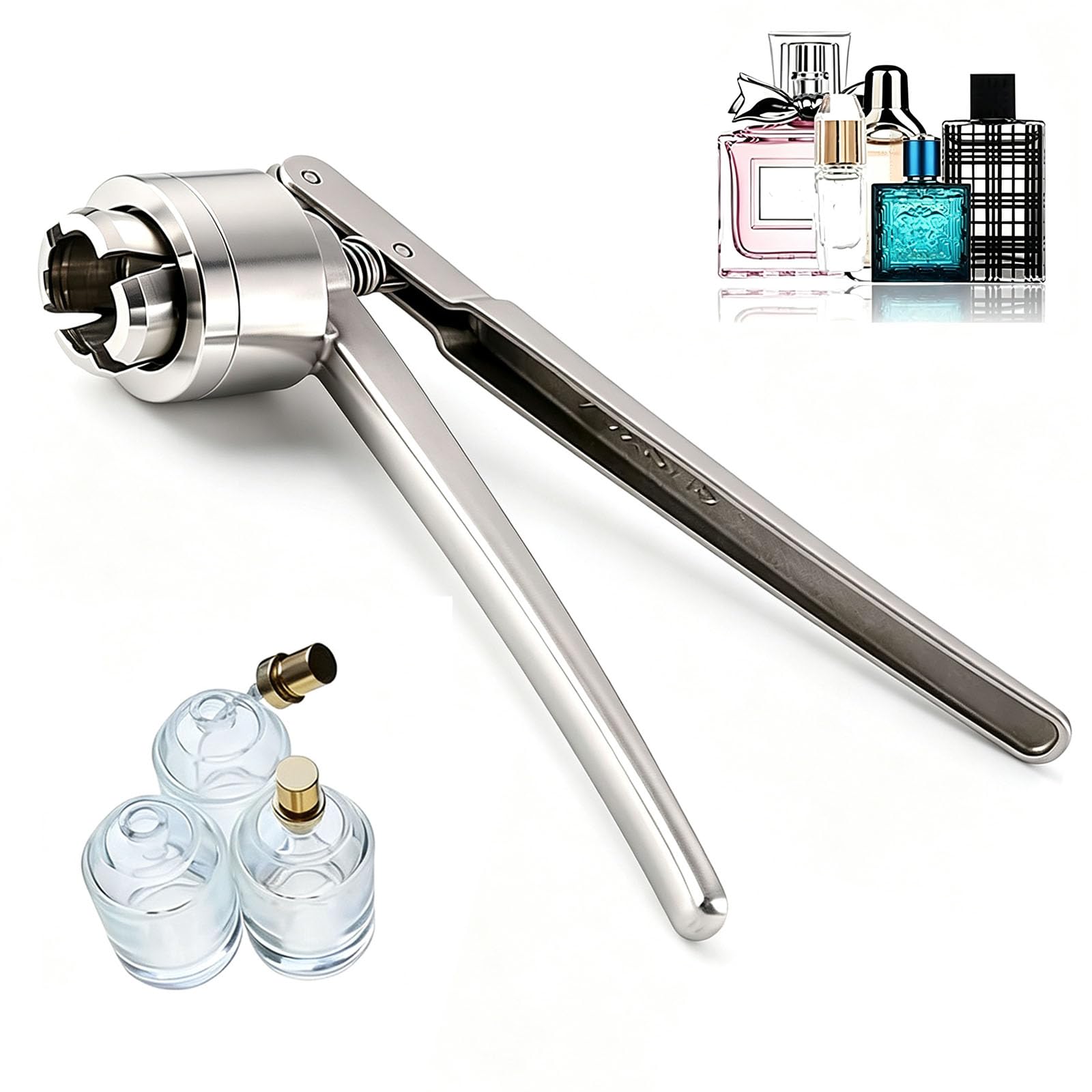 VILA SMO Manual Perfume Bottle Crimper, Vial Decapper & Perfume Crimper Tool, Professional Grade Stainless Steel, 0.01mm Precision Machining, Suitable For 11mm/13mm/15mm/20mm Aluminum 15mm