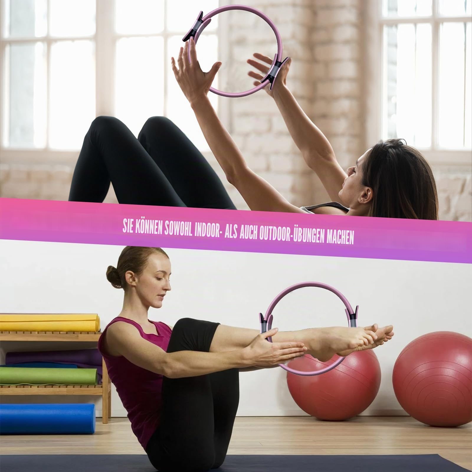 Pilates Essential Kit, Tragbares Pilates-Set für Zuhause für Frauen, mit Pilates-Toning-Ring und Langen Widerstandsbändern, weichem Pilates-Ball und Pilates-Griffsocken