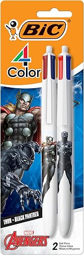 Miniatura 6 de BIC Bolígrafos retráctiles Marvel's Avengers Edition de 4 colores, punta media (0.039 pulgadas), paquete de 1 unidad, bolígrafo retráctil con tinta